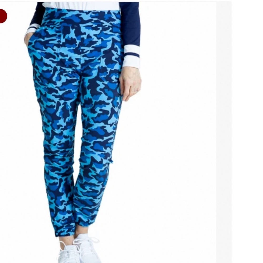 Kinona Golf Jogger Pants Womens Medium Blue Camo Ankle Zip Pull On